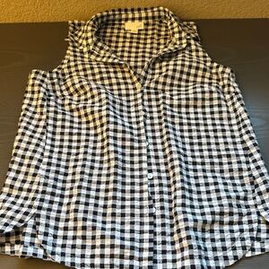 J. Jill Women's Black and White Gingham Button Down Shirt